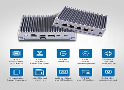 4 Lan J4125 keturių branduolių procesoriaus ugniasienės mini kompiuteris